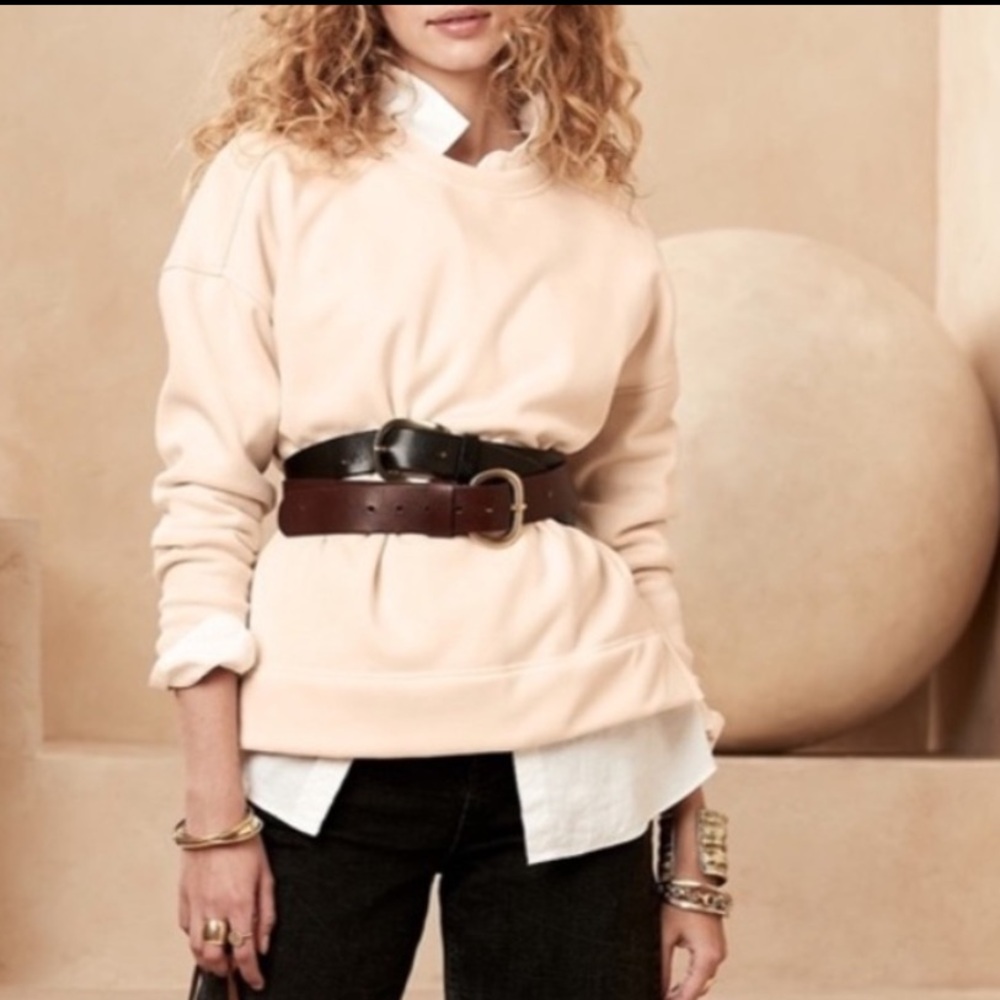 BANANA REPUBLIC STRAIGHT TUNIC SWEATSHIRT - SOFT EXTERIOR - VELOUR INTERIOR S